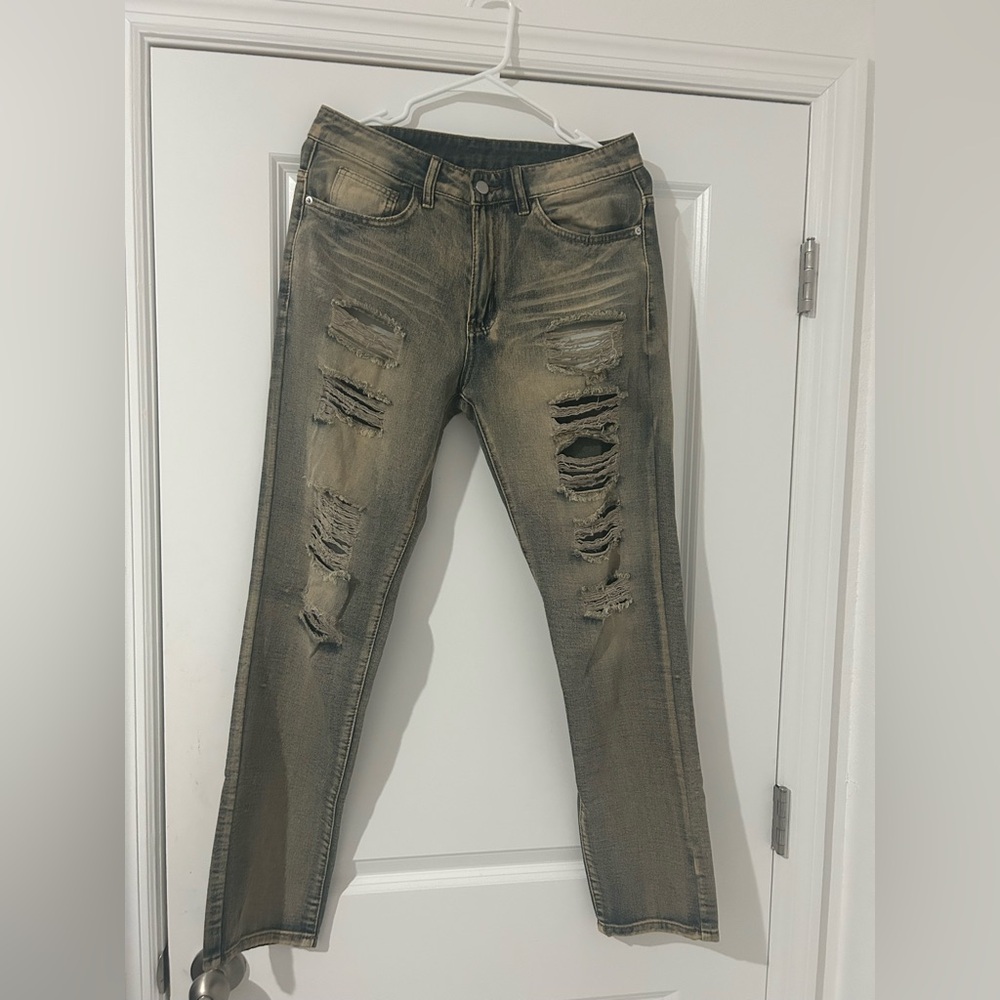Thrifted Ripped Cut Jeans